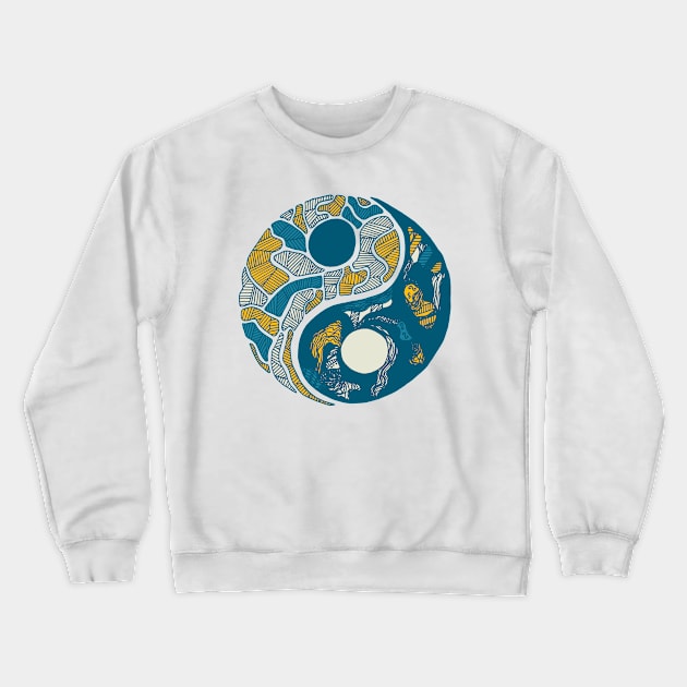 Retro Wave Abstract Yin Yang Crewneck Sweatshirt by kenallouis